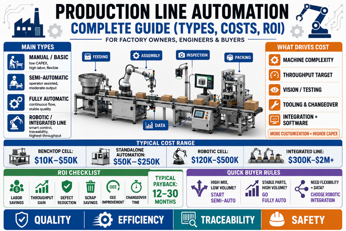 Production Line Automation: Complete Guide (Types, Costs, ROI)