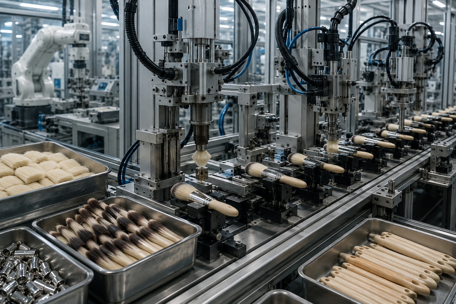 Paint and cosmetic brushes manufacturing
