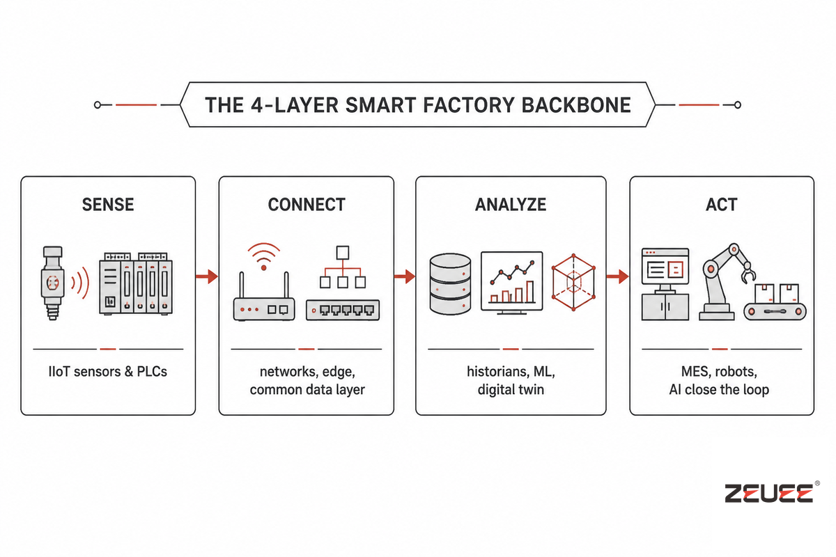 The 4-Layer Smart Factory Backbone: Why Integration Decides ROI — ZEUEE