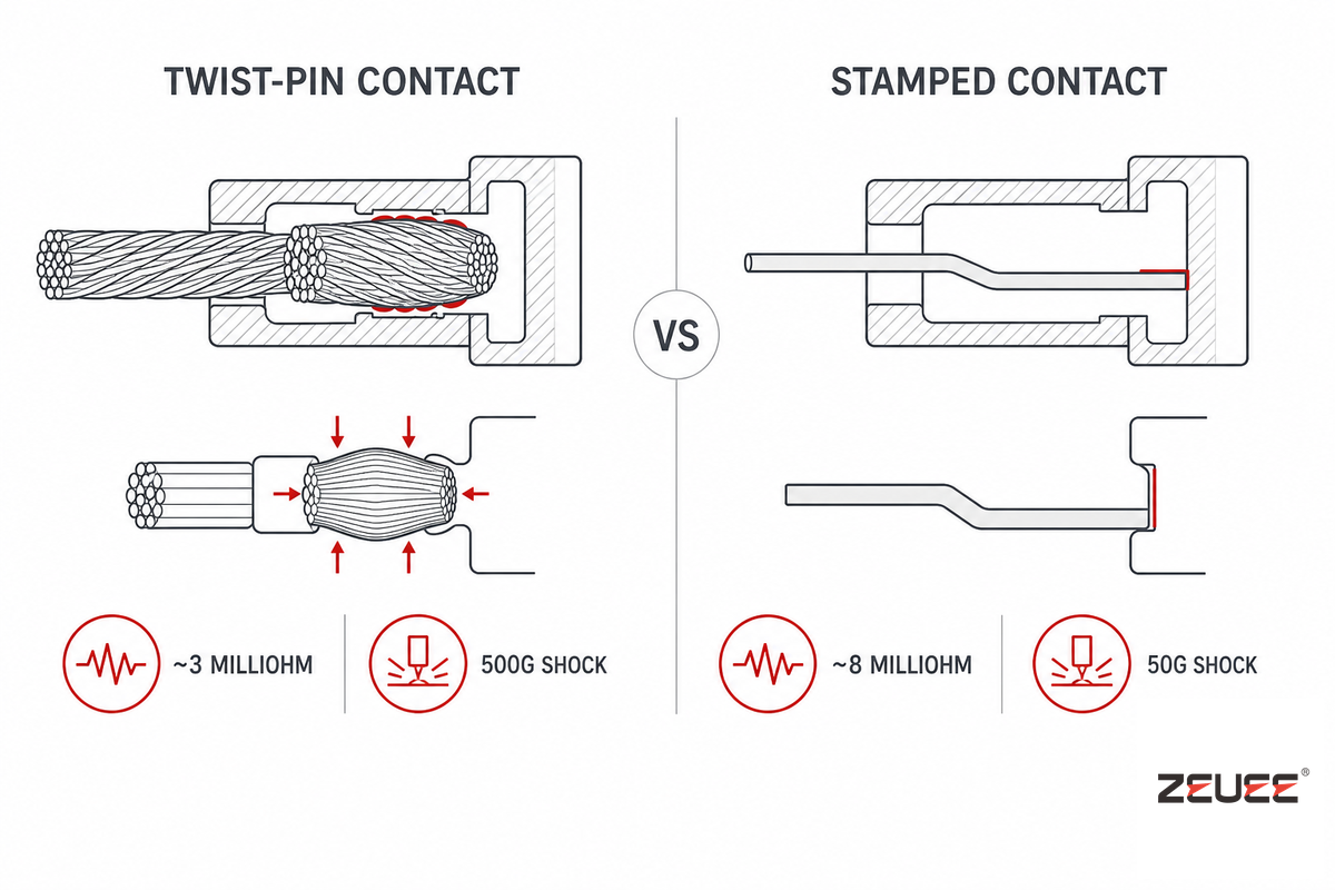 The Twist-Pin Proof Test: Why Contact Construction Matters — ZEUEE