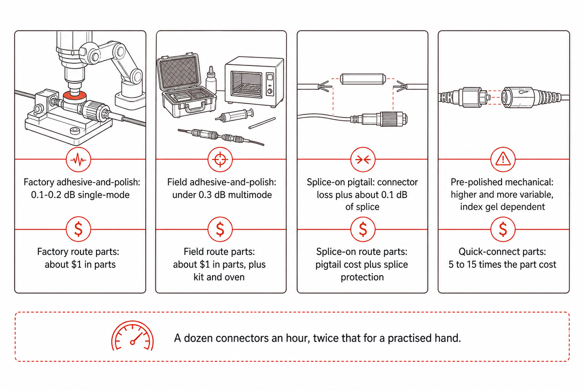 Epoxy-and-polish against splice-on, mechanical and pre-terminated connectors — ZEUEE