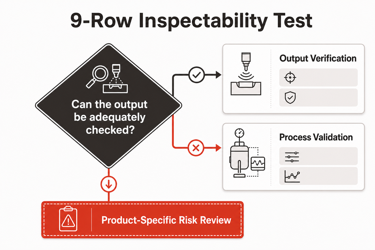 Medical device verification versus validation inspectability flow