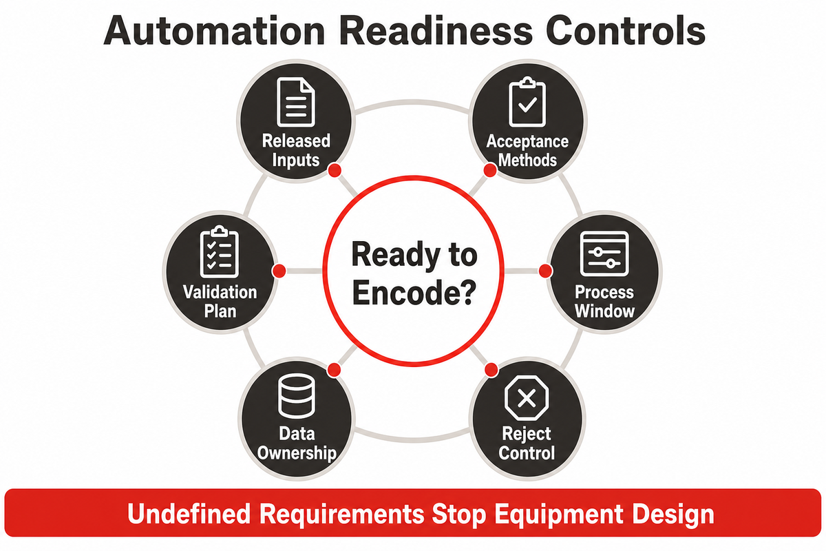 Medical device process automation readiness controls