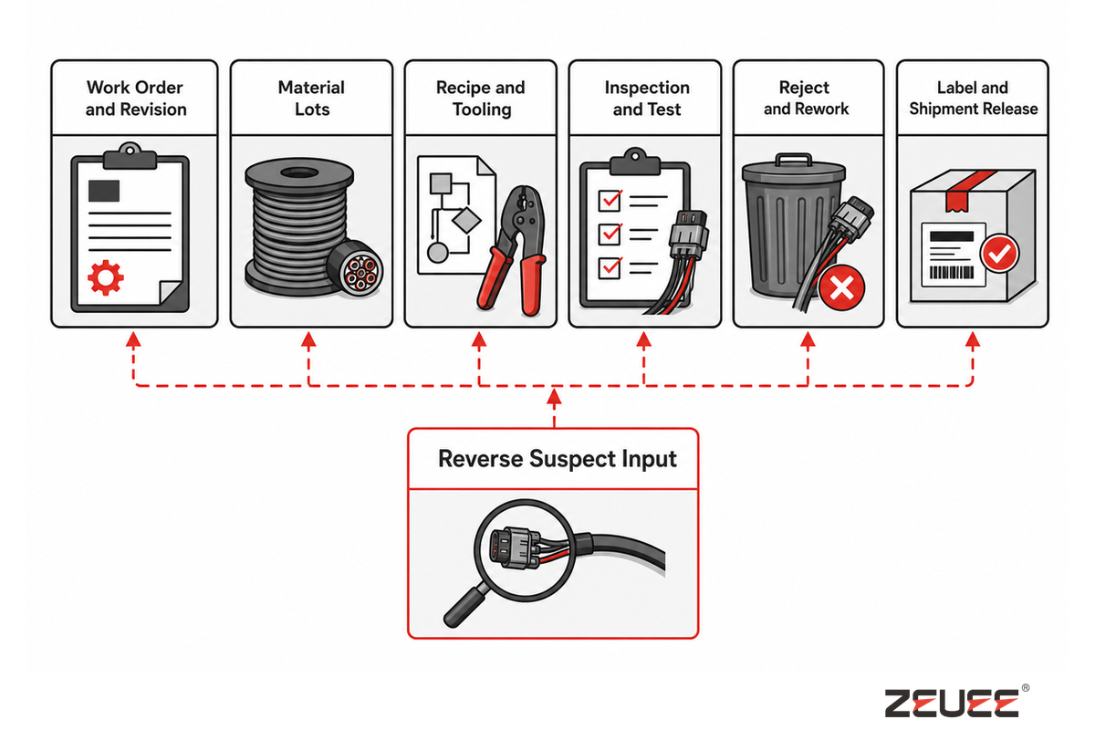 One-Cable Record Drill retrieves seven evidence groups and reverses a suspect lot to affected output