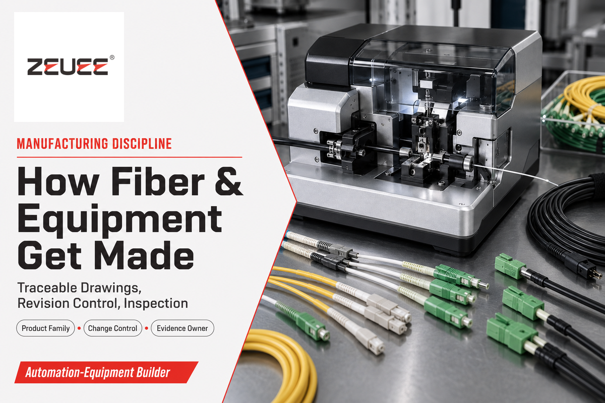 ZEUEE automation-equipment builder for fiber manufacturing, showing traceable process control from drawings to inspection