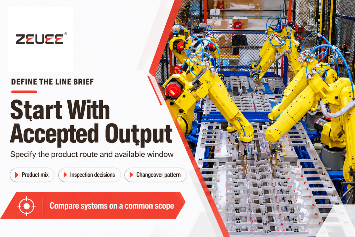 Define accepted output, product route, production window and changeovers before comparing systems; NIST-informed brief.