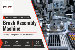 Brush assembly machine engineering guide covering process, quality controls, changeover and FAT