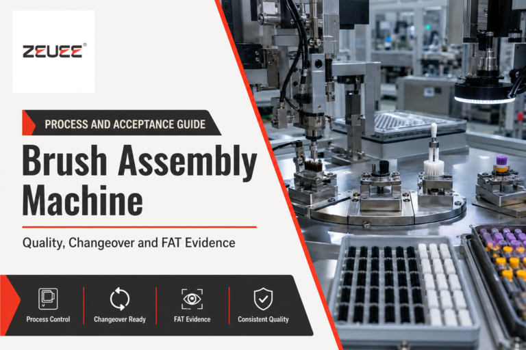 Brush assembly machine engineering guide covering process, quality controls, changeover and FAT