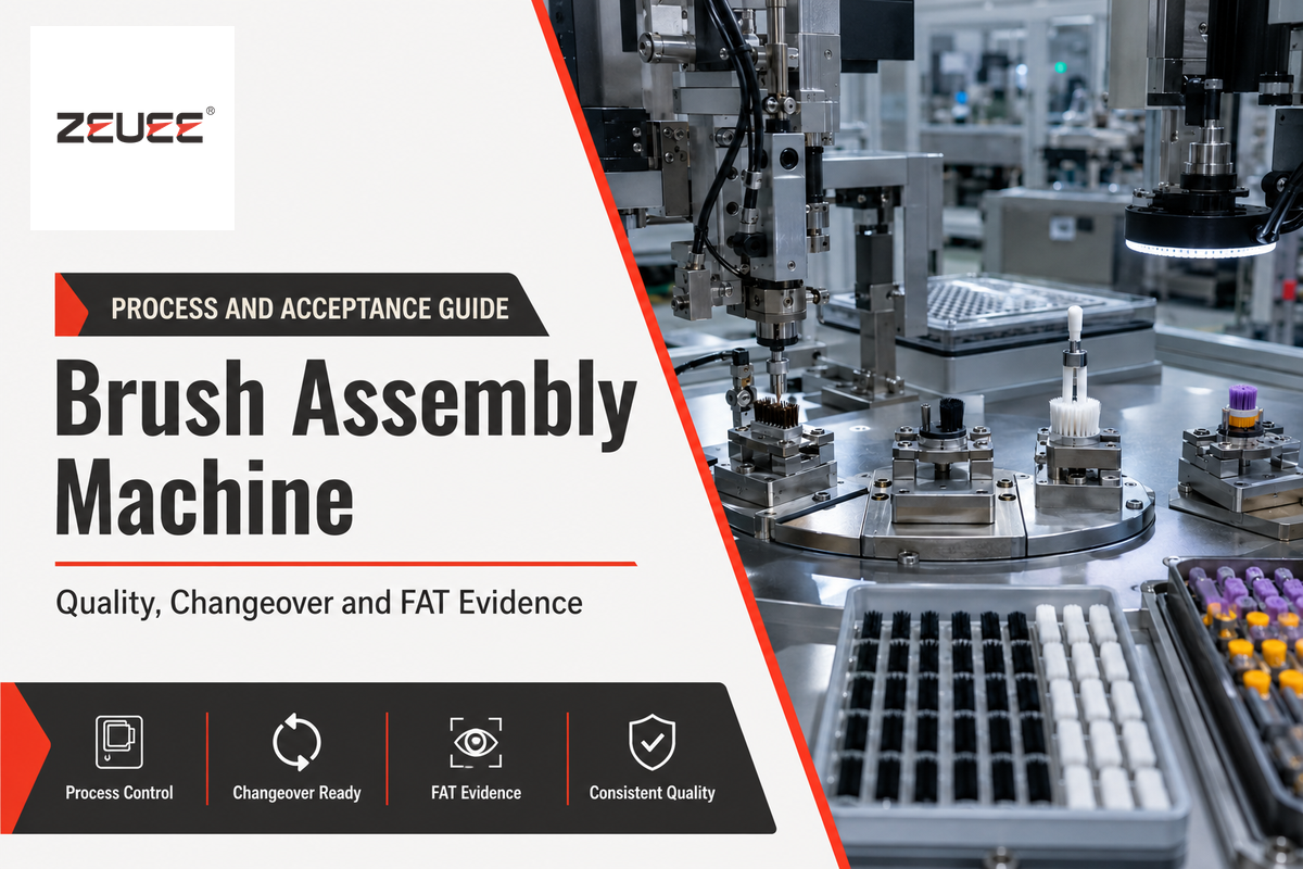 Brush assembly machine engineering guide covering process, quality controls, changeover and FAT