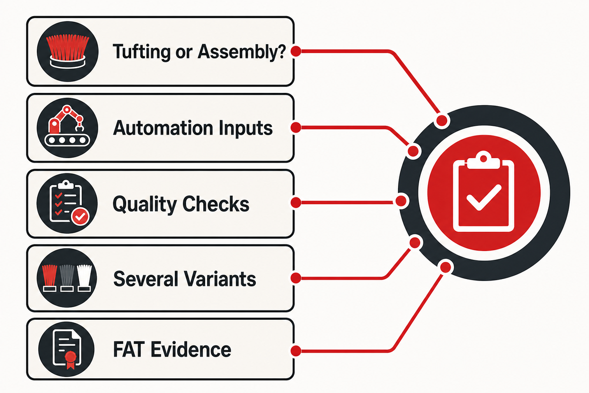 Decision map for five common brush assembly machine engineering questions