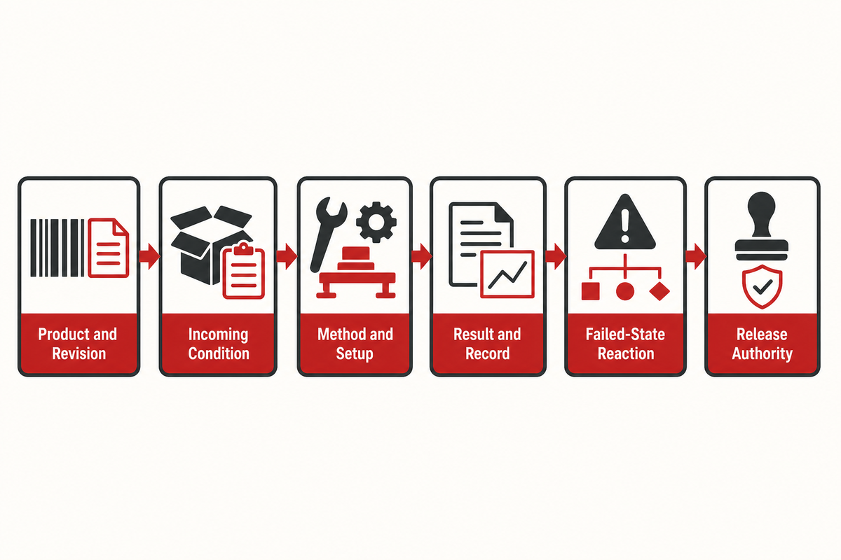 Six-link engineering evidence chain from product revision to release authority