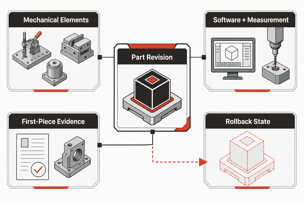 Controlled variant release binds revision, mechanics, software, measurement, evidence and rollback