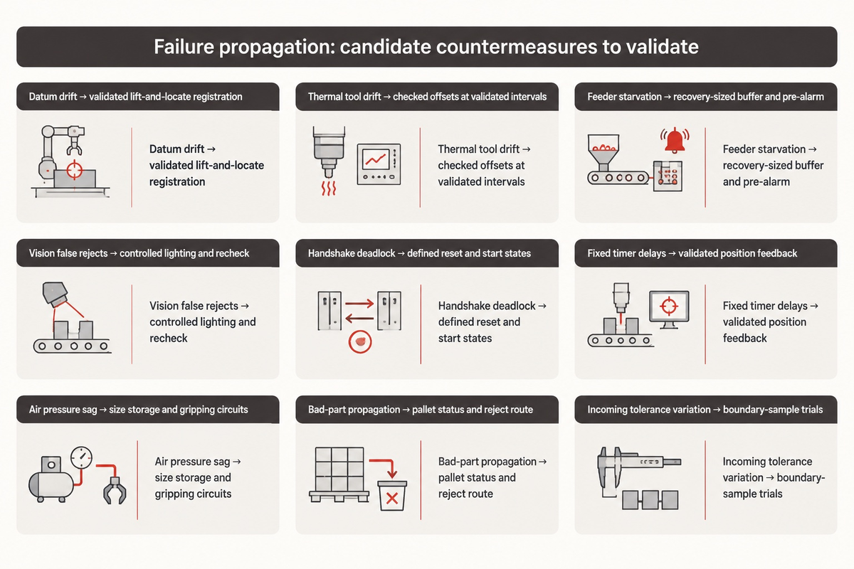 Nine failure mechanisms paired with candidate engineering countermeasures to validate; guide synthesis.